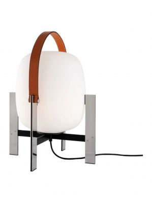 Cesta Metálica Tischleuchte mit Ledergriff Santa & Cole